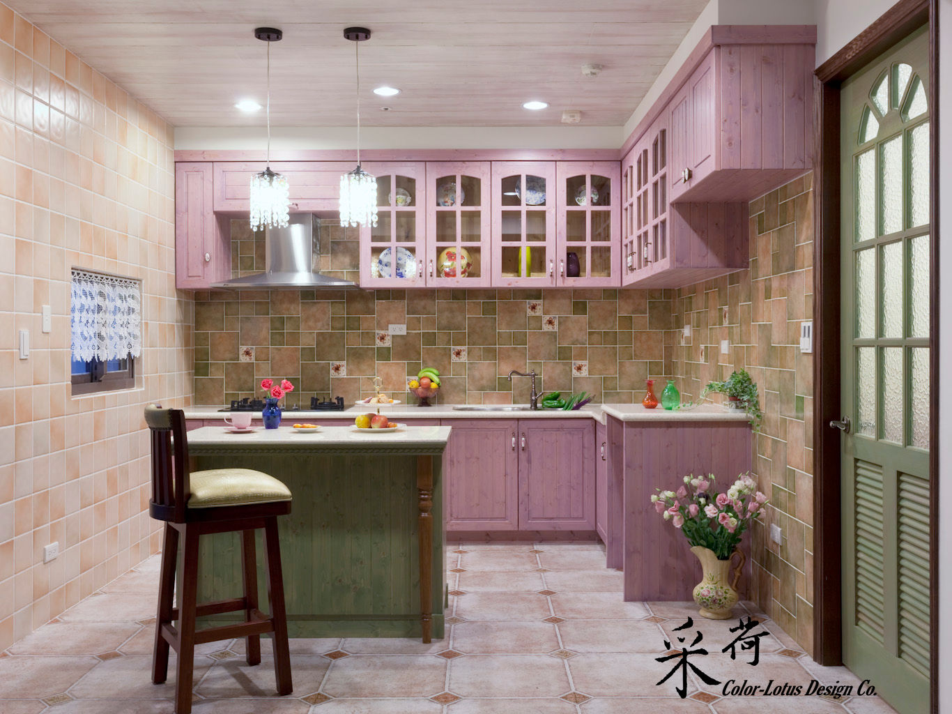 華麗復古，法式鄉村 , Color-Lotus Design Color-Lotus Design Kitchen Solid Wood Multicolored