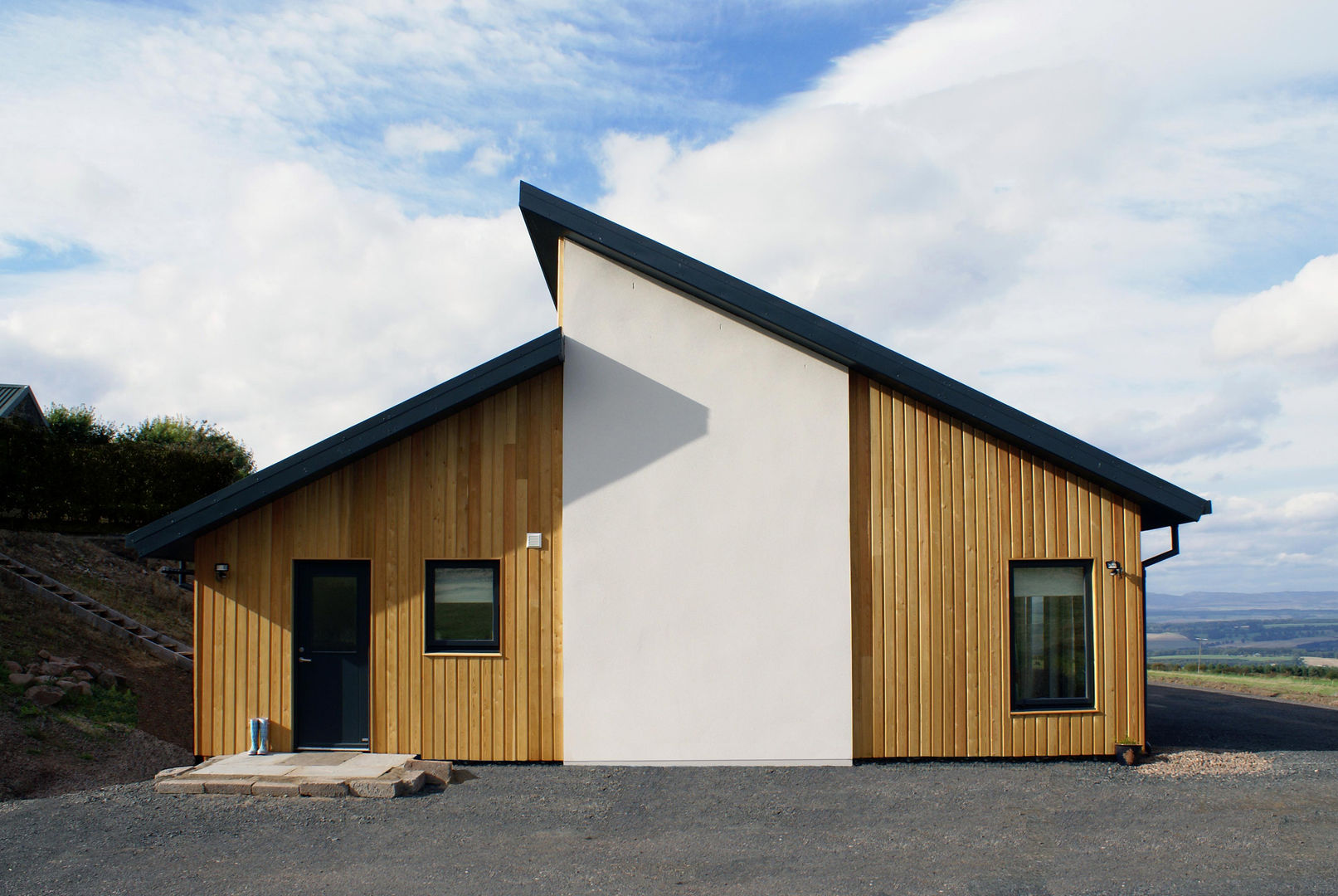 Timber and render Woodside Parker Kirk Architects Moderne huizen timber,render,cladding,new house,new build,alu-clad windows