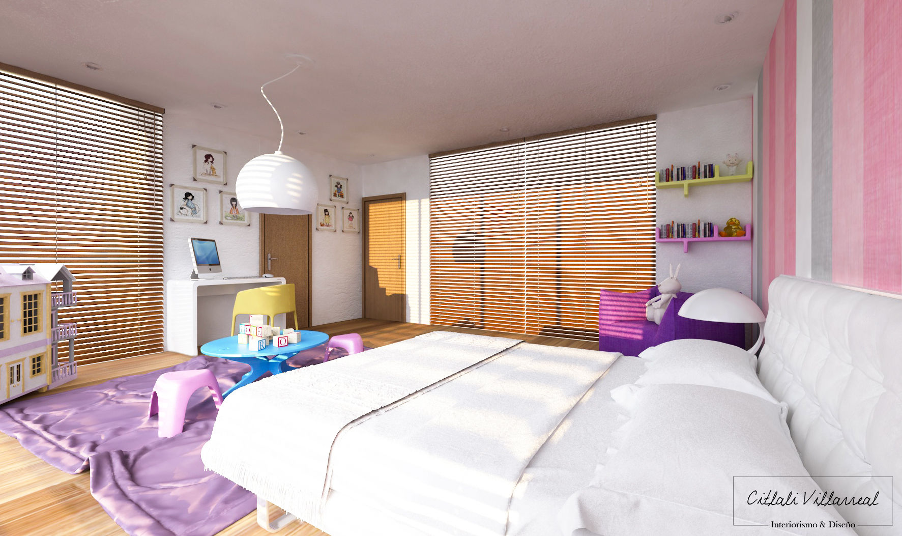 Recamara para Niña Citlali Villarreal Interiorismo & Diseño Habitaciones para niños de estilo moderno