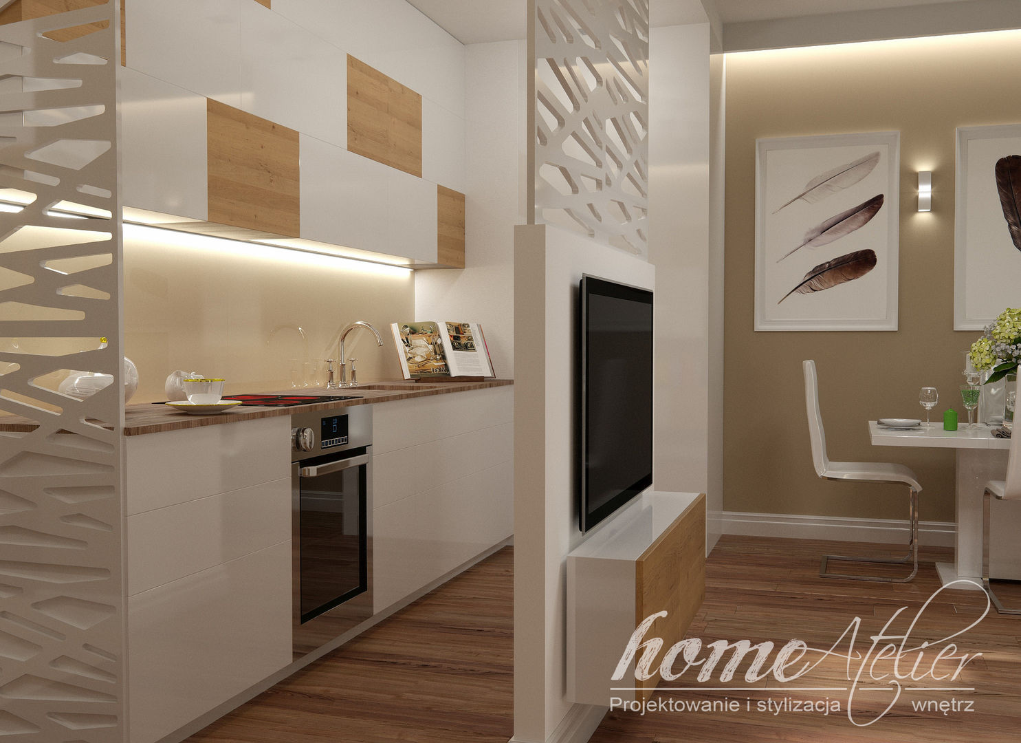 Kawalerka w dwóch odsłonach, Home Atelier Home Atelier Modern kitchen
