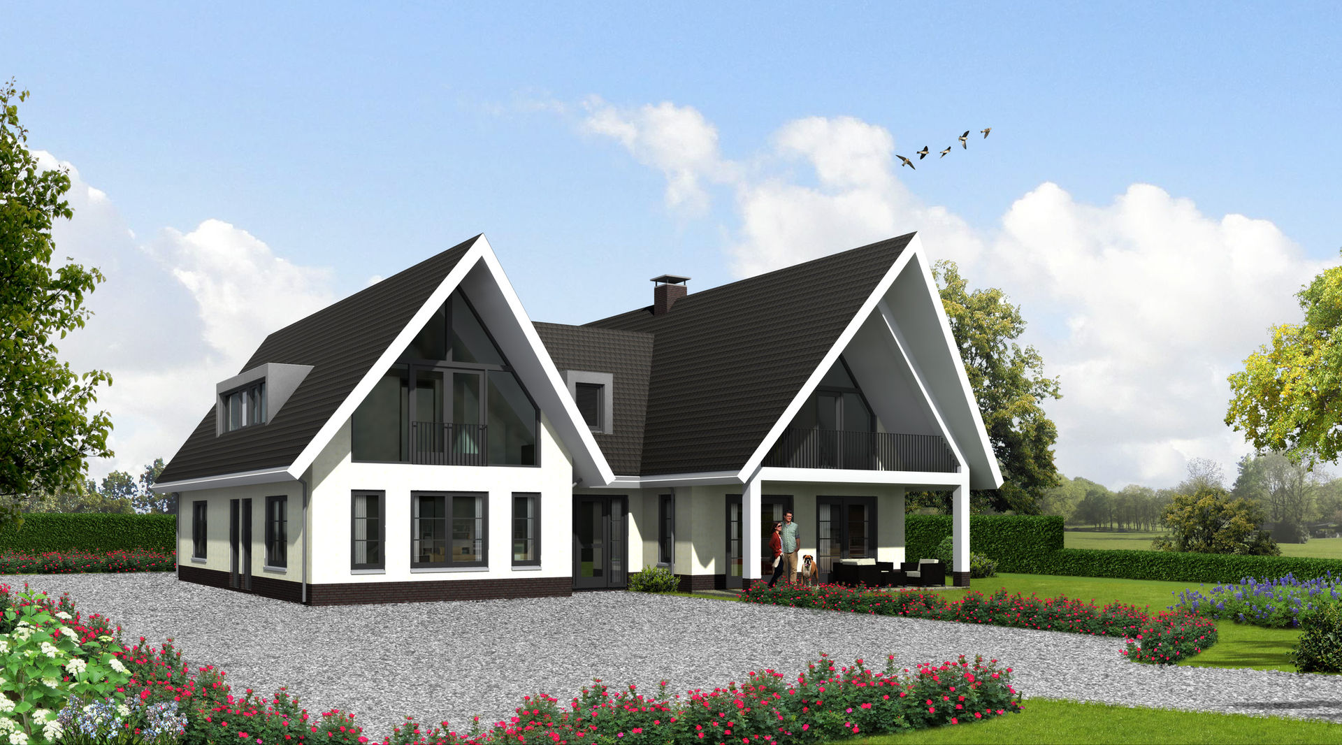 Landelijk moderne woning Hendrik-Ido-Ambacht, Brand I BBA Architecten Brand I BBA Architecten Country style houses