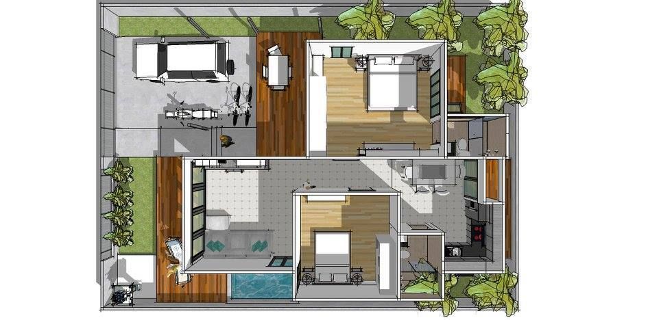 บ้านชั้นเดียว 2 ห้องนอน, iamarchitex iamarchitex