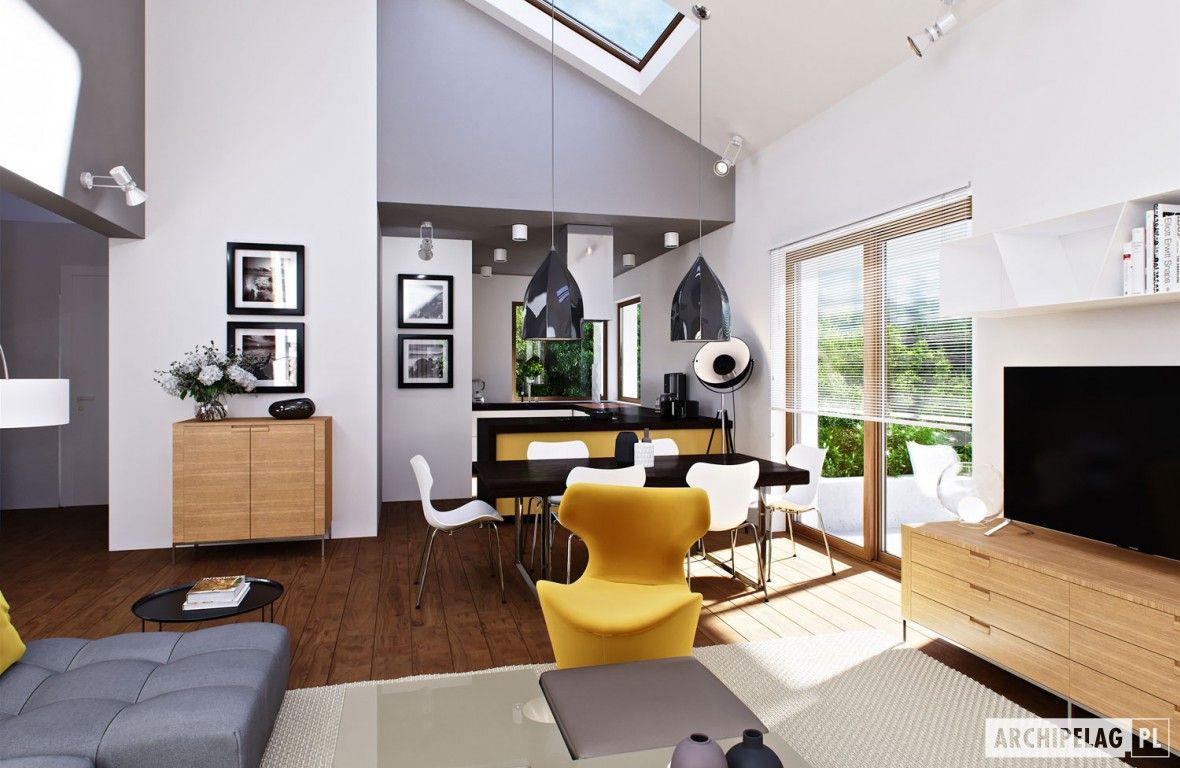 Projekt domu Daniel III G2 - harmonia nowoczesności i przytulności , Pracownia Projektowa ARCHIPELAG Pracownia Projektowa ARCHIPELAG Modern living room