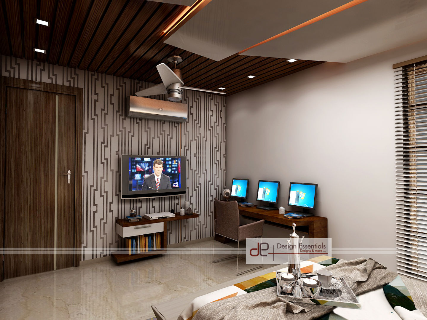 Villa at Jay Pee Greens Greater Noida , Design Essentials Design Essentials モダンスタイルの寝室 合板（ベニヤ板）