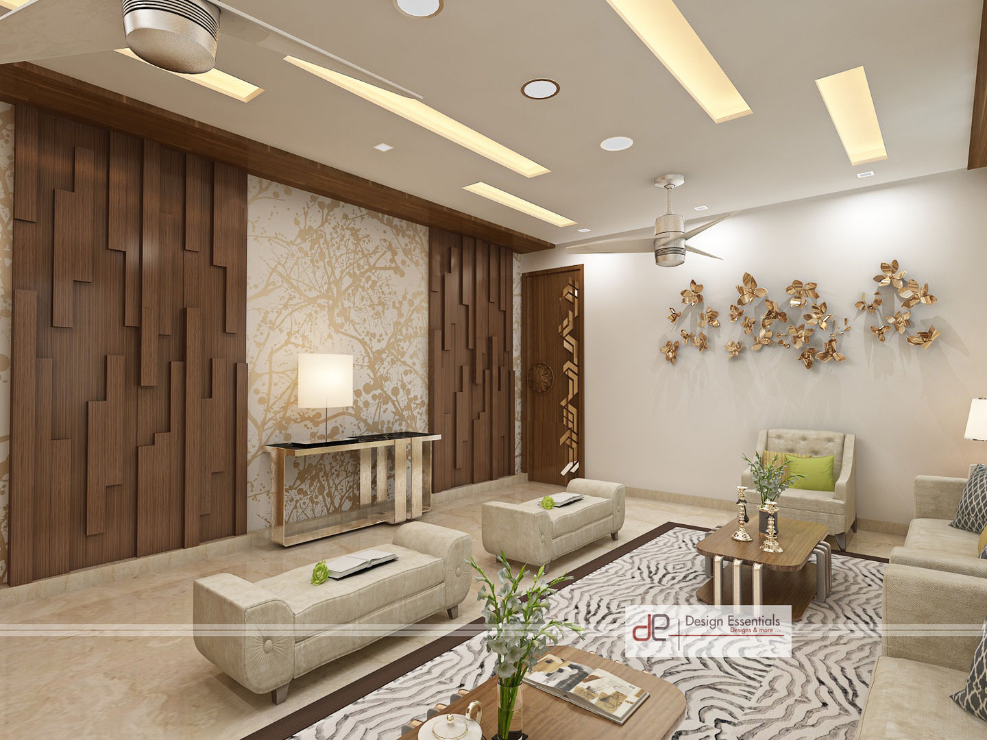 Villa at Jay Pee Greens Greater Noida , Design Essentials Design Essentials Nowoczesny salon Sklejka