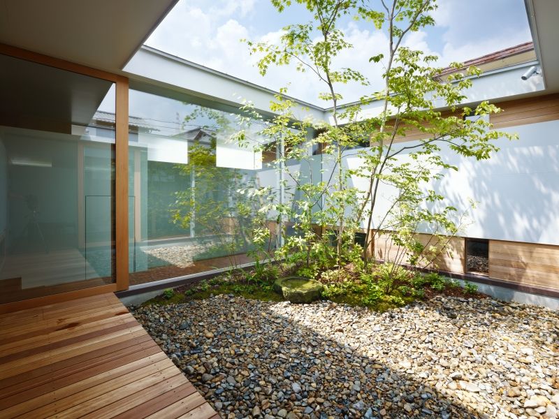 中庭のある平屋（コートハウス） / House in Sekiya, 藤原・室 建築設計事務所 藤原・室 建築設計事務所 Modern style gardens