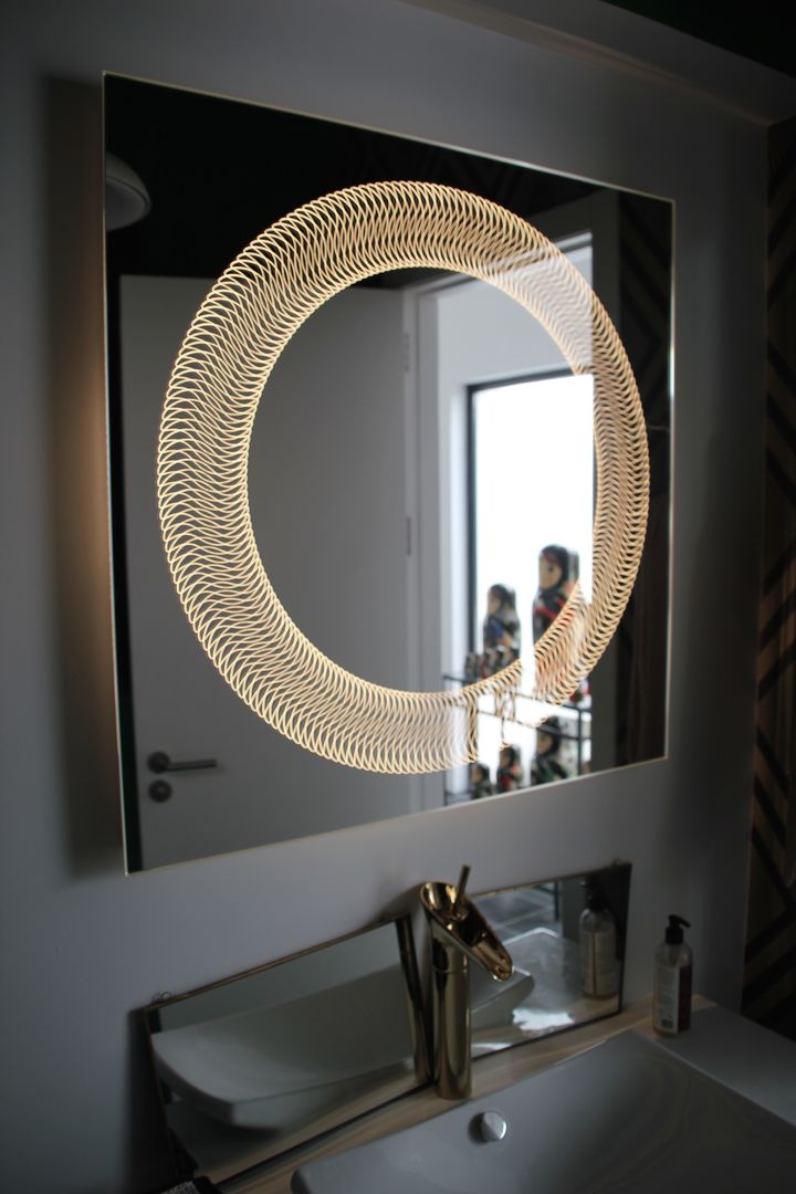 Glazz Cosmic Mirror for Private Residence in Ibiza, Spain Alguacil & Perkoff Ltd. Modern bathroom Glass Mirrors