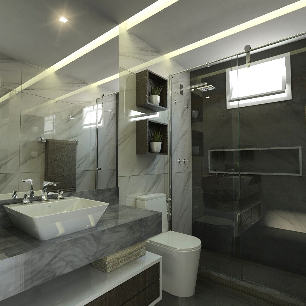 Suíte Master WP, Ayslan Porfirio Arquitetura Ayslan Porfirio Arquitetura Eclectic style bathroom Marble