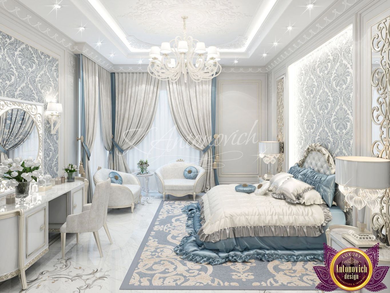 Lovely bedroom design from Katrina Antonovich, Luxury Antonovich Design Luxury Antonovich Design Chambre classique