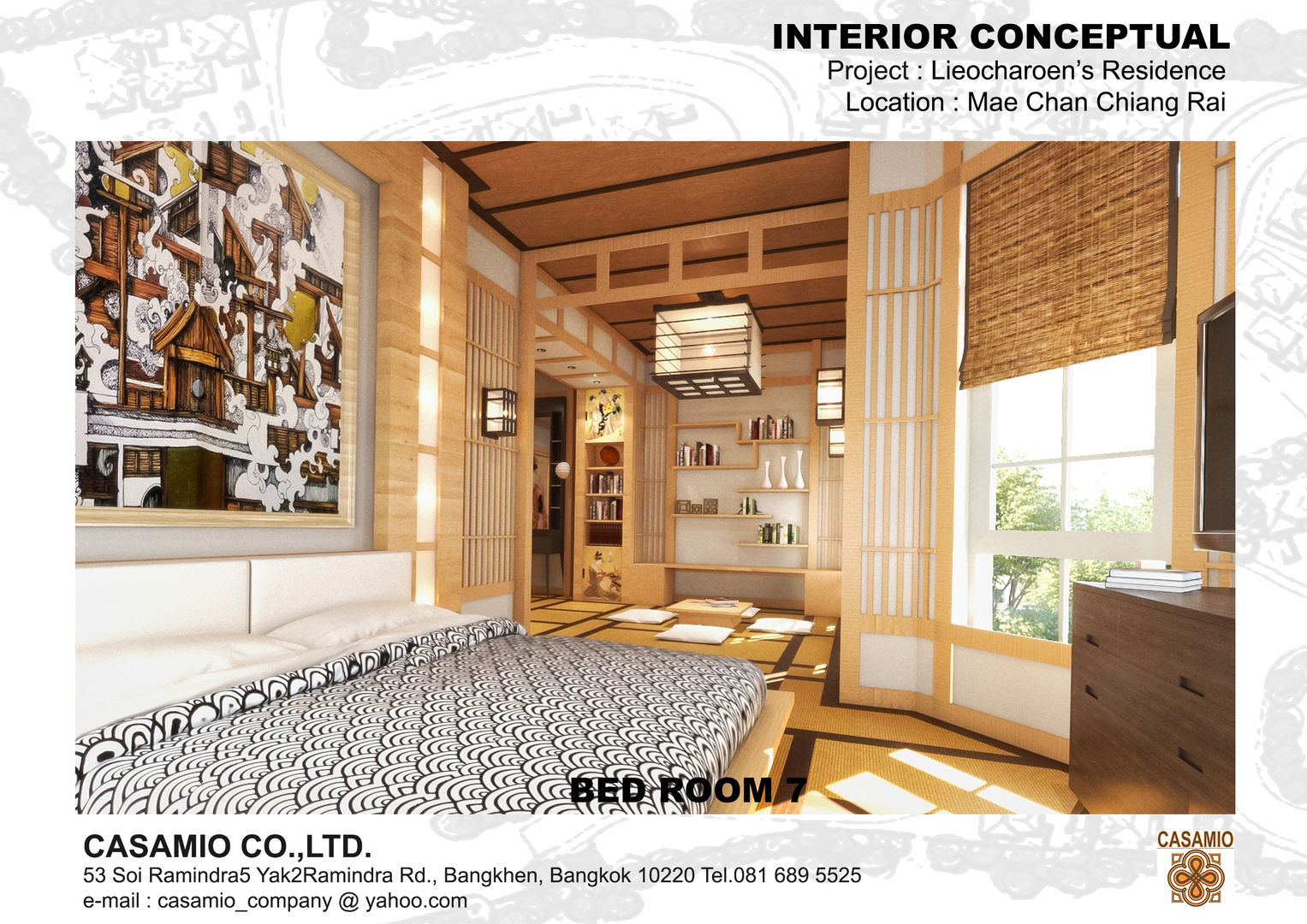 LIEOCHAROEN's RESIDENCE, CASAMIO Co.,Ltd. CASAMIO Co.,Ltd. 클래식스타일 침실