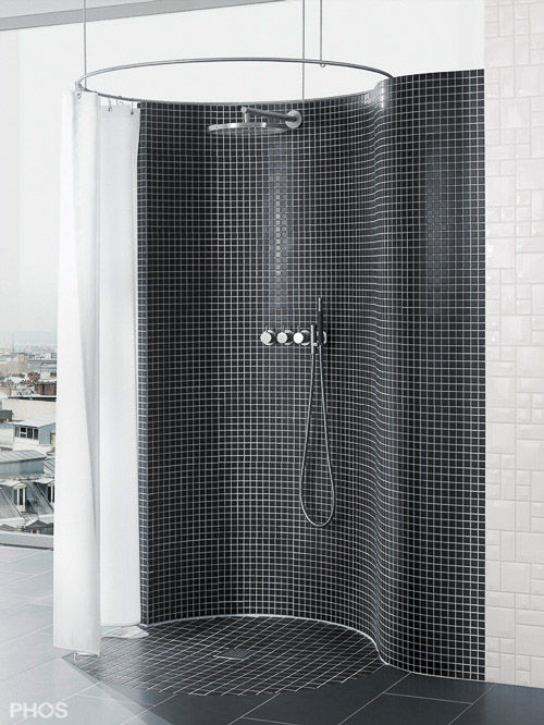 Duschvorhangstangen mit Design-Anspruch, PHOS Design GmbH PHOS Design GmbH Modern Bathroom Iron/Steel