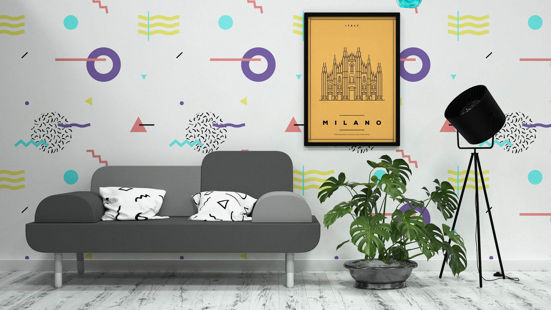 RETRO STYLE Pixers غرفة المعيشة geometric,pattern,wallmural,Accessories & decoration