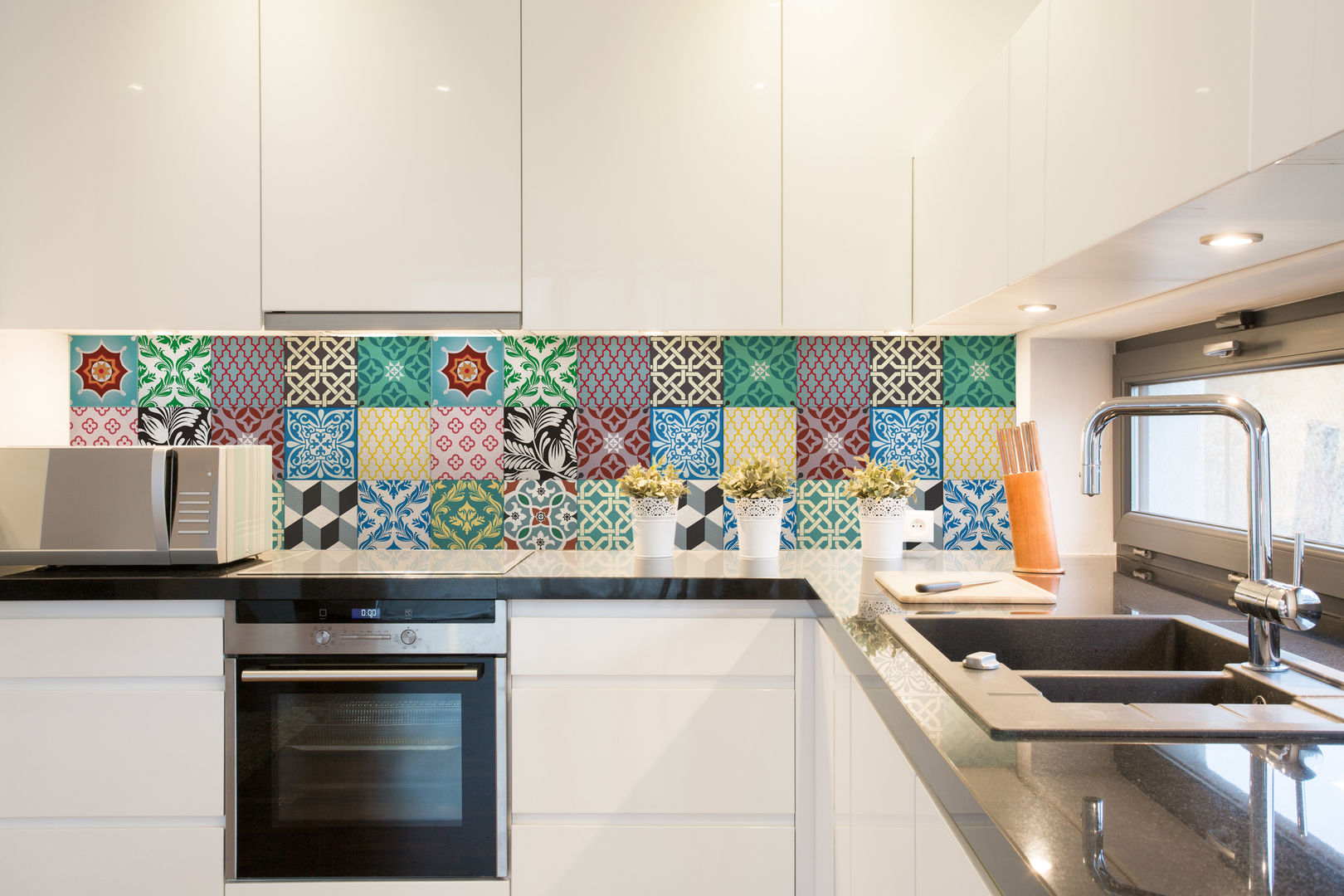 Mosaic tile wall stickers, Turquoise Turquoise Cozinhas mediterrânicas Acessórios e têxteis