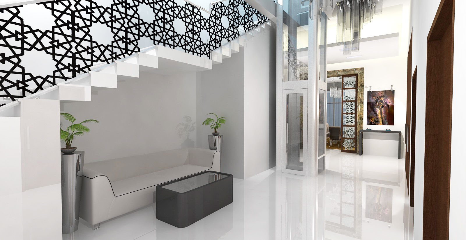 Barari Villa, Gurooji Designs Gurooji Designs الممر الحديث، المدخل و الدرج