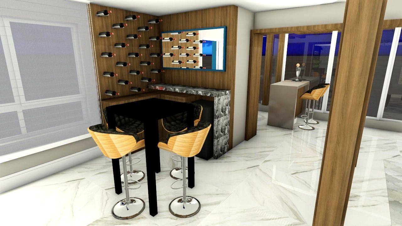 Reforma para uma família com estilos diferentes - moderno e colorido, Studio² Studio² Modern wine cellar