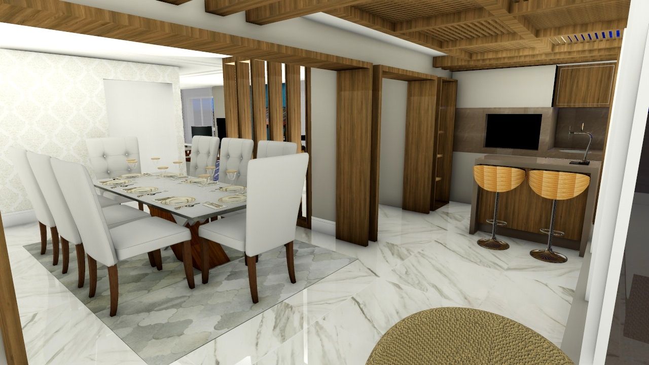 Reforma para uma família com estilos diferentes - moderno e colorido, Studio² Studio² Modern dining room