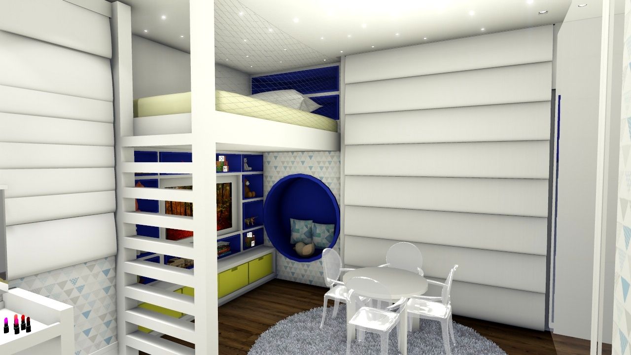 Reforma para uma família com estilos diferentes - moderno e colorido, Studio² Studio² Kamar Bayi/Anak Modern