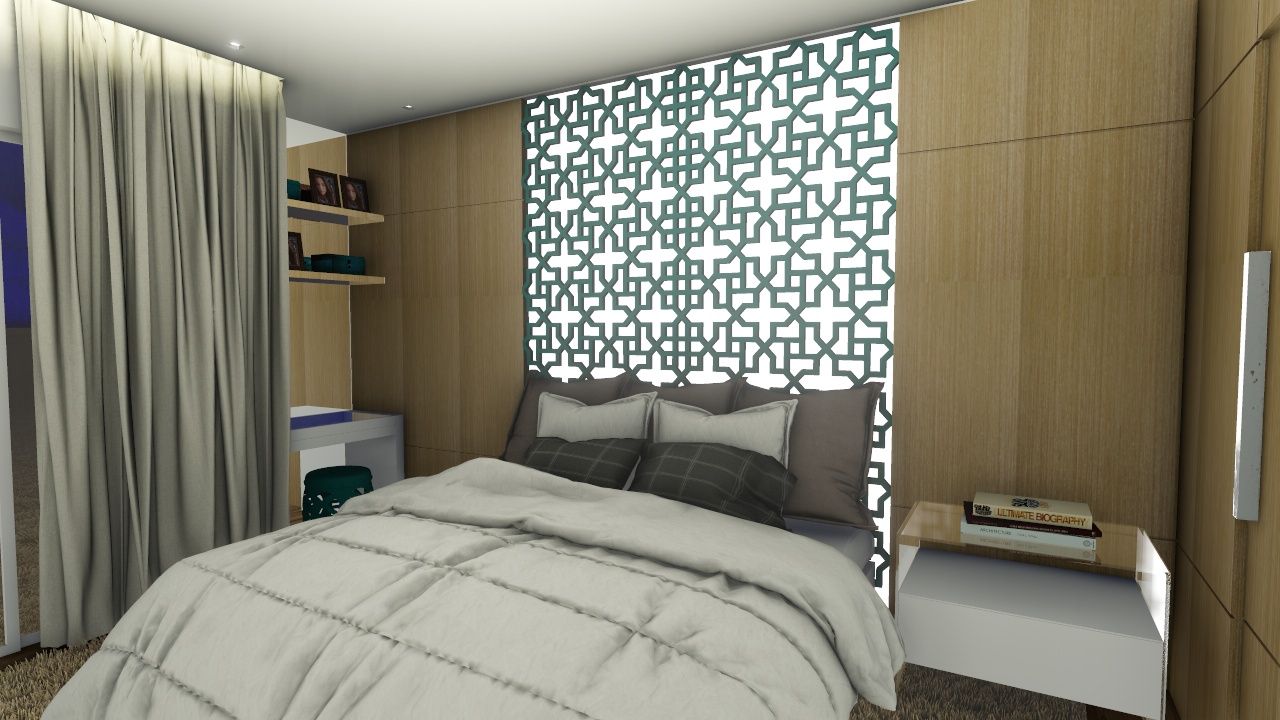 Reforma para uma família com estilos diferentes - moderno e colorido, Studio² Studio² Modern Bedroom