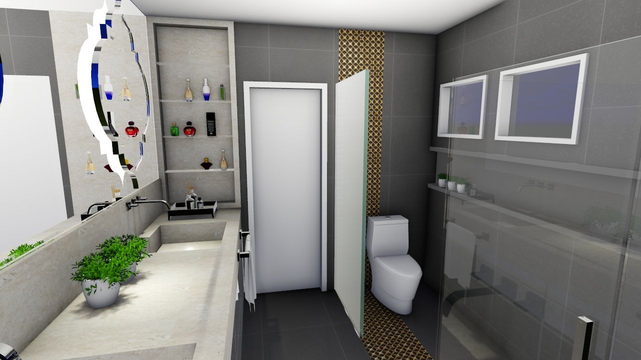 Reforma para uma família com estilos diferentes - moderno e colorido, Studio² Studio² Modern bathroom