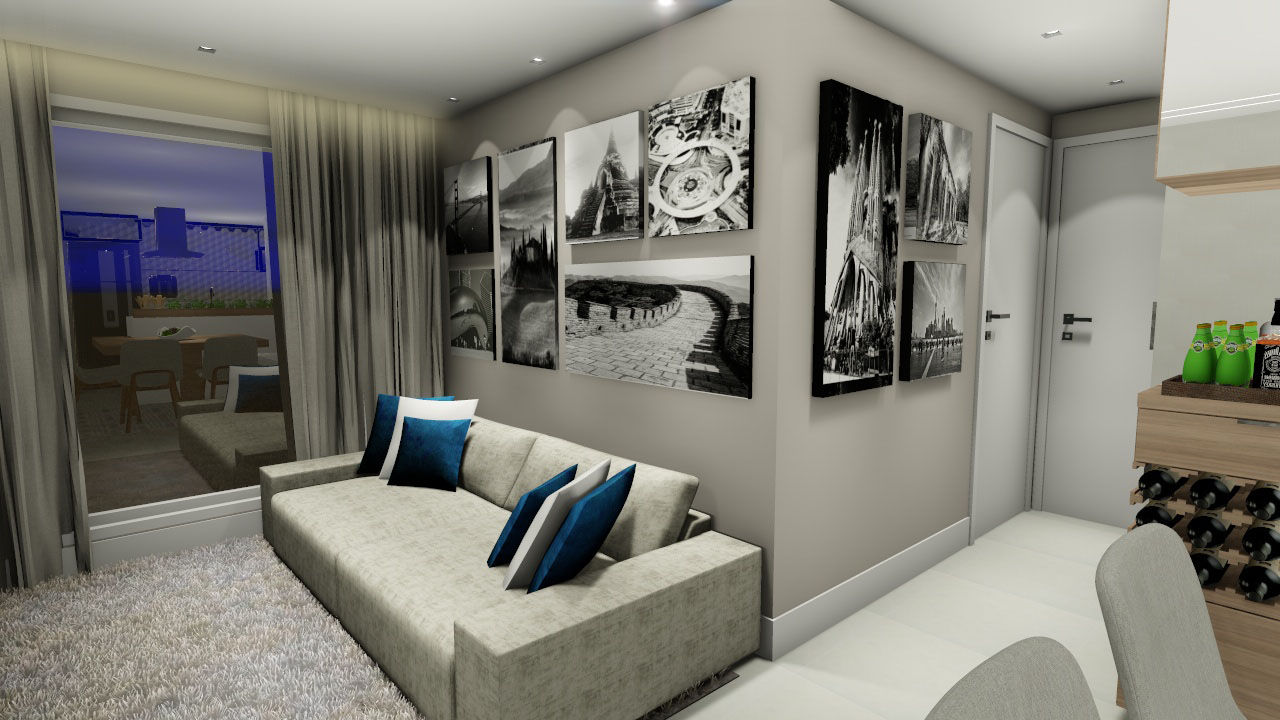 Apartamento compacto para jovem casal moderno, Studio² Studio² Modern Oturma Odası