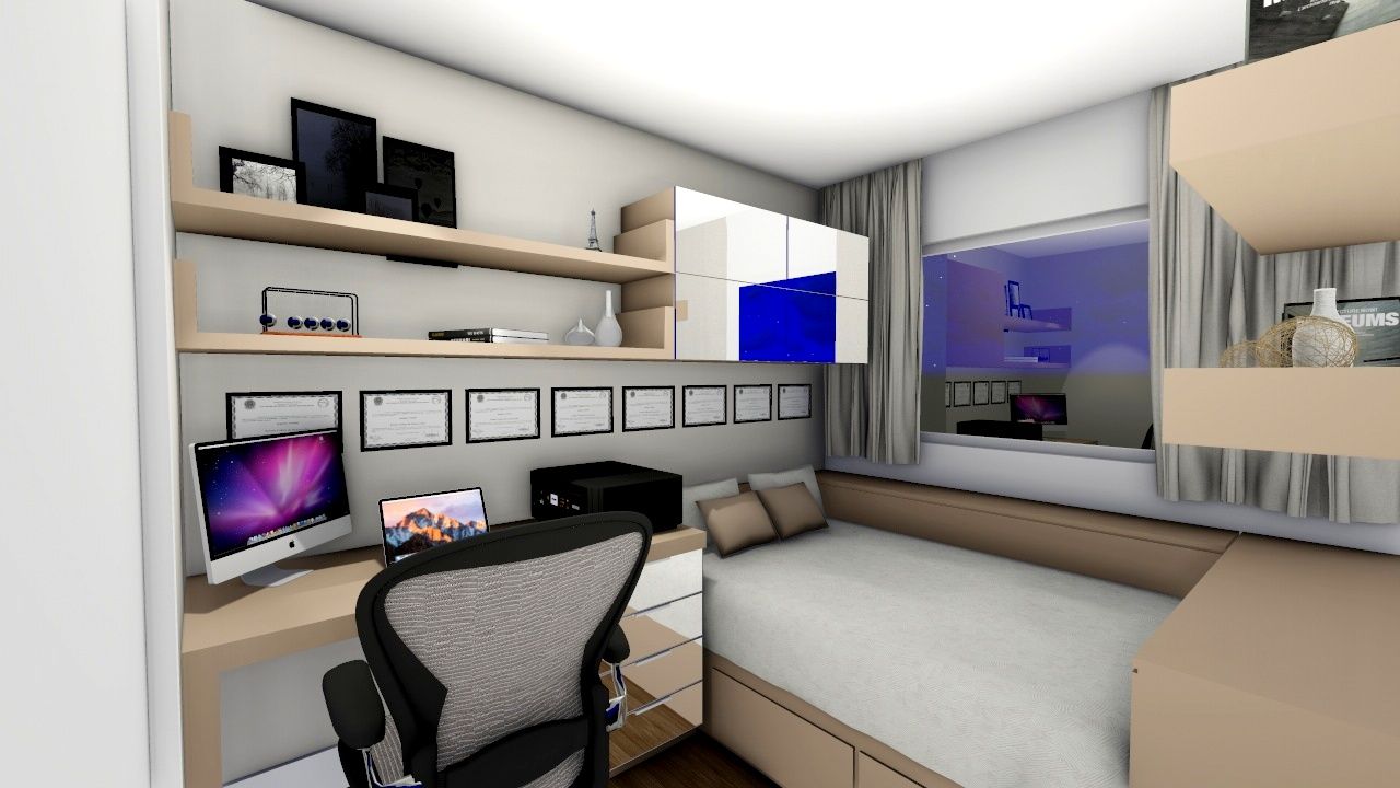 Apartamento compacto para jovem casal moderno, Studio² Studio² Modern study/office