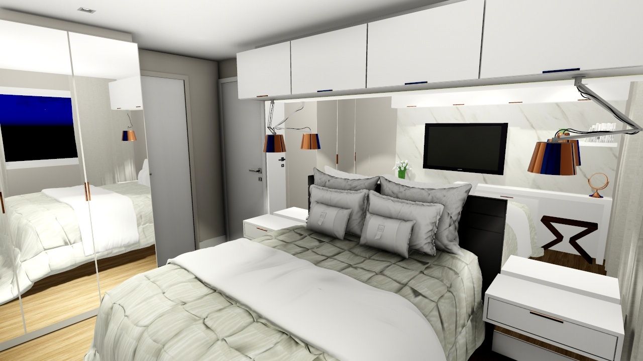 Apartamento compacto para jovem casal moderno, Studio² Studio² Modern style bedroom