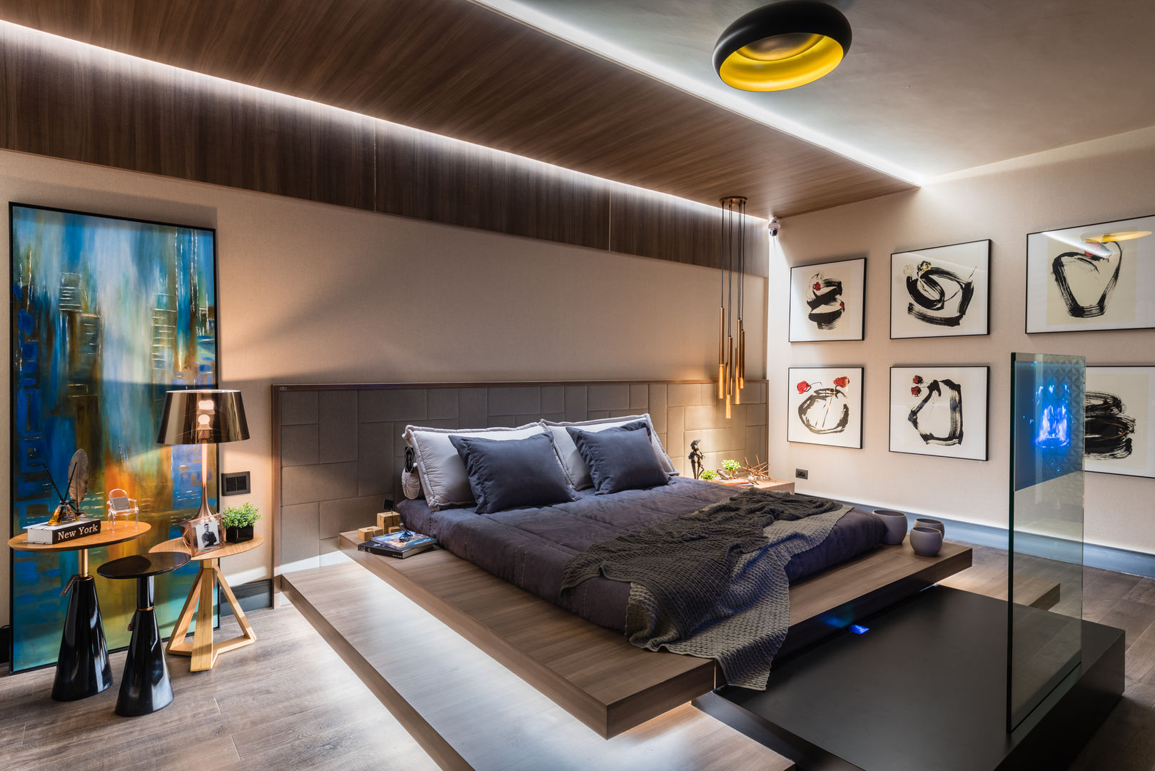 Suite Master, juliano burali arquitetura juliano burali arquitetura Minimalist bedroom Wood Wood effect