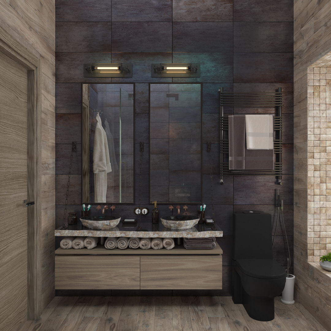 Коттедж в Михновке, 3D GROUP 3D GROUP Industrial style bathroom