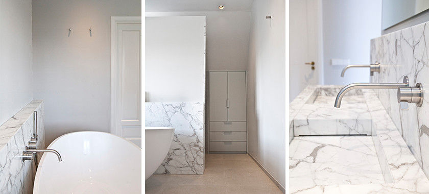 Moderne kamer en suite, Binnenvorm Binnenvorm Minimalist style bathroom Marble