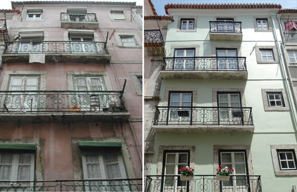 Antes e depois - fachada A.As, Arquitectos Associados, Lda Casas modernas recuperação,centro,habitação
