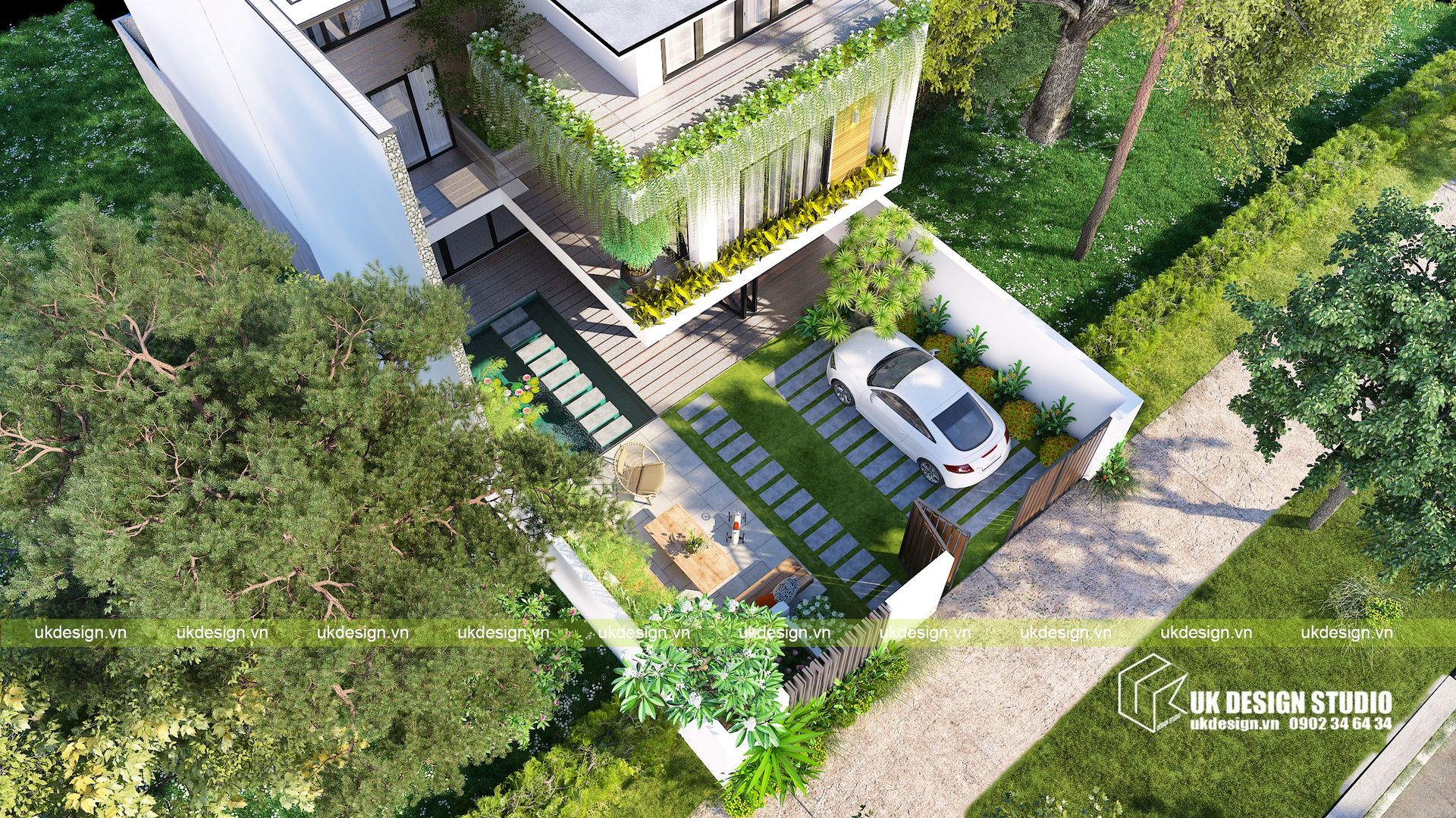 Biệt thự hiện đại 10 x 20m, UK DESIGN STUDIO - KIẾN TRÚC UK UK DESIGN STUDIO - KIẾN TRÚC UK Modern houses