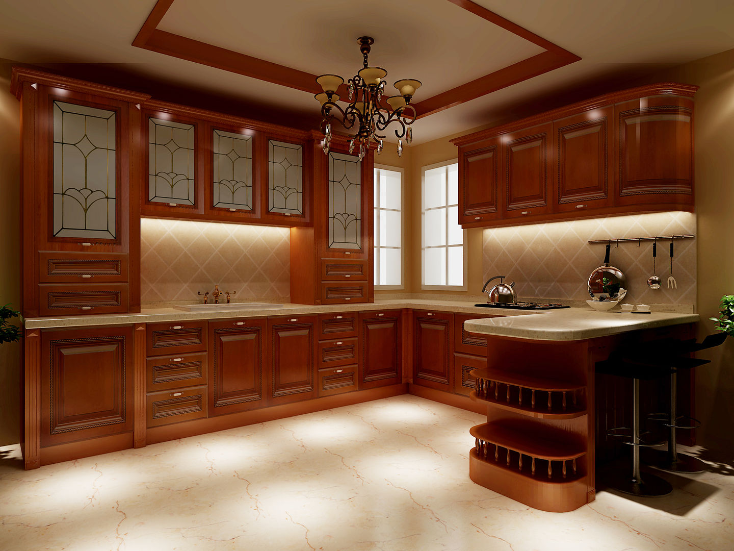 YALIG Solid Wood Kitchen Cabinets, YALIG Kitchen Cabinet YALIG Kitchen Cabinet Cocinas clásicas Madera maciza Multicolor Almacenamiento y despensa