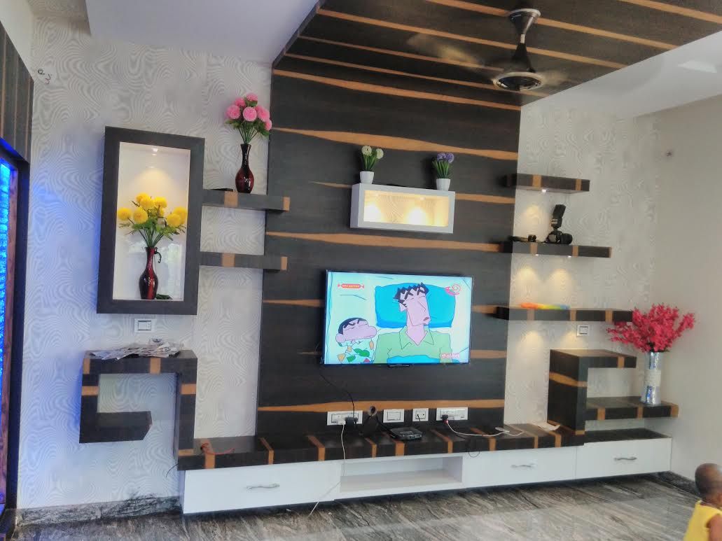 Tv Unit Chavadi Interiors Asian style living room moodabidre,mangalore,tv unit,False Ceiling