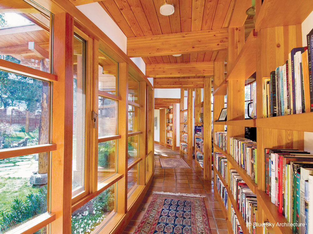 Library Hallway Helliwell + Smith • Blue Sky Architecture Modern corridor, hallway & stairs