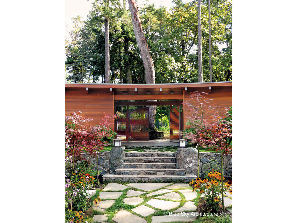 Stone Steps to Garden Gate Helliwell + Smith • Blue Sky Architecture Modern Houses