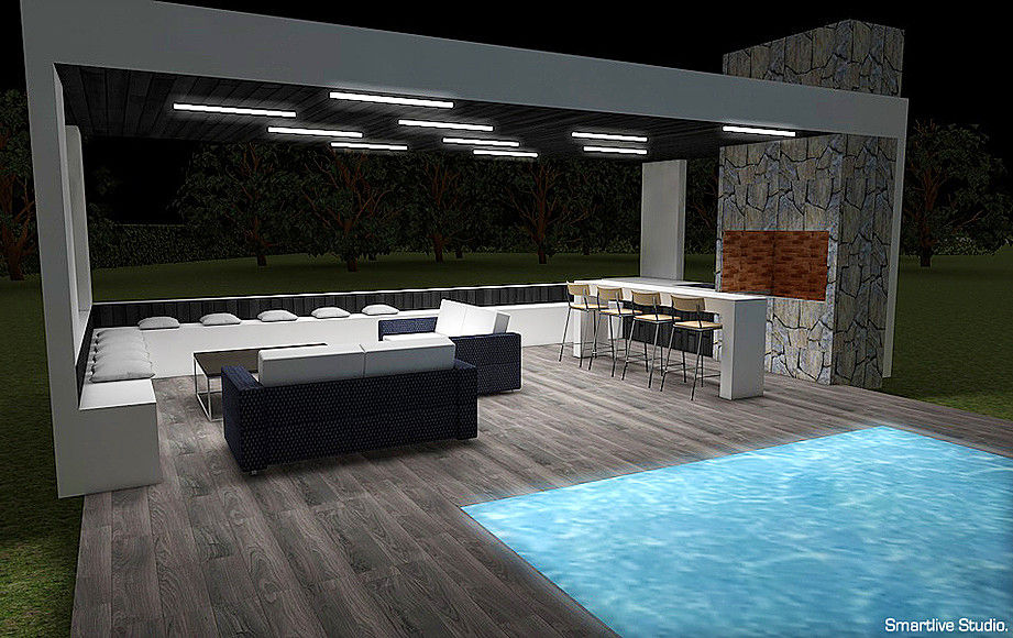 Quincho y piscina homify Balcones y terrazas de estilo moderno