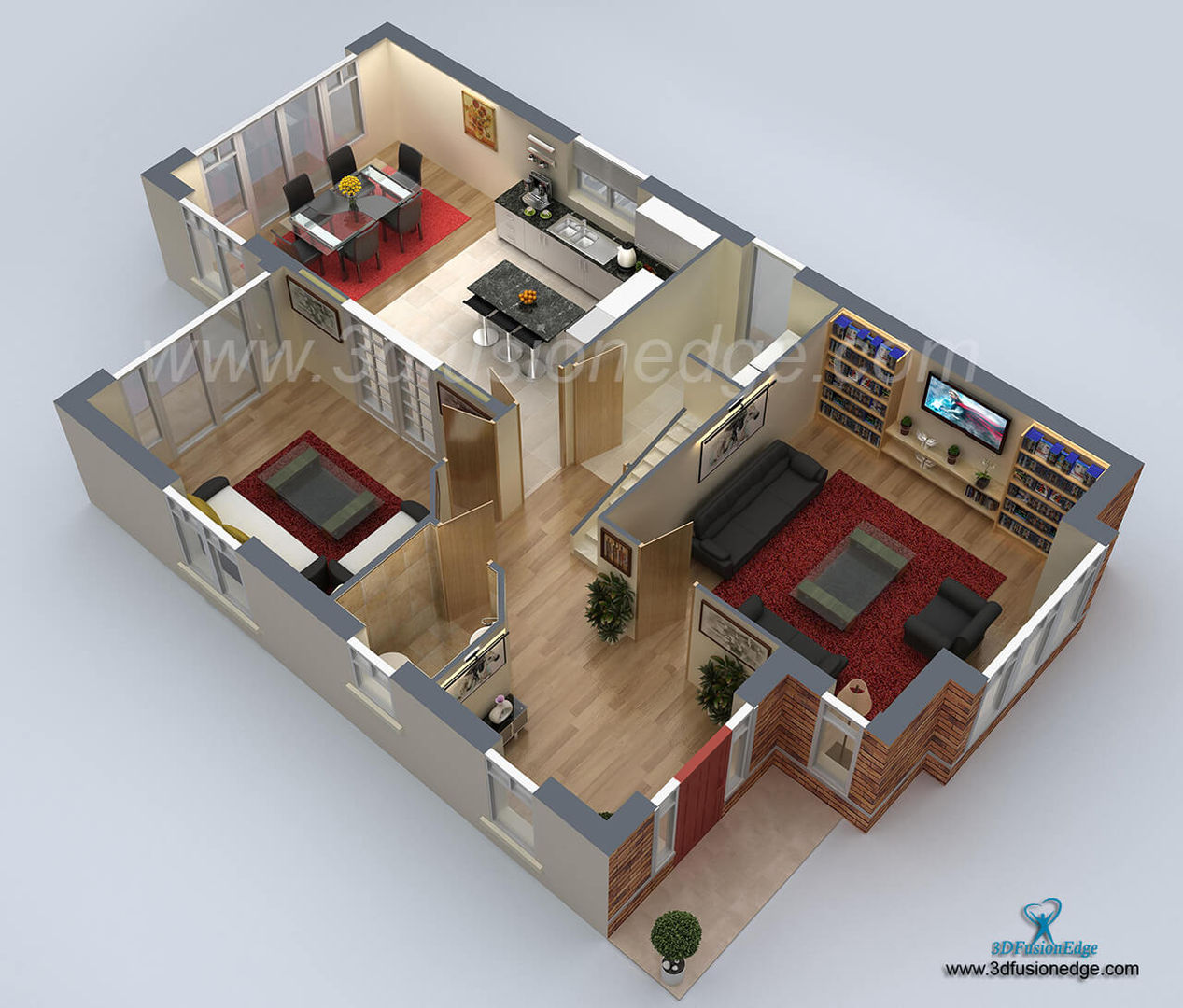 3d floor plan apartment 3DFUSIONEDGE bathroom floor,kitchen floor