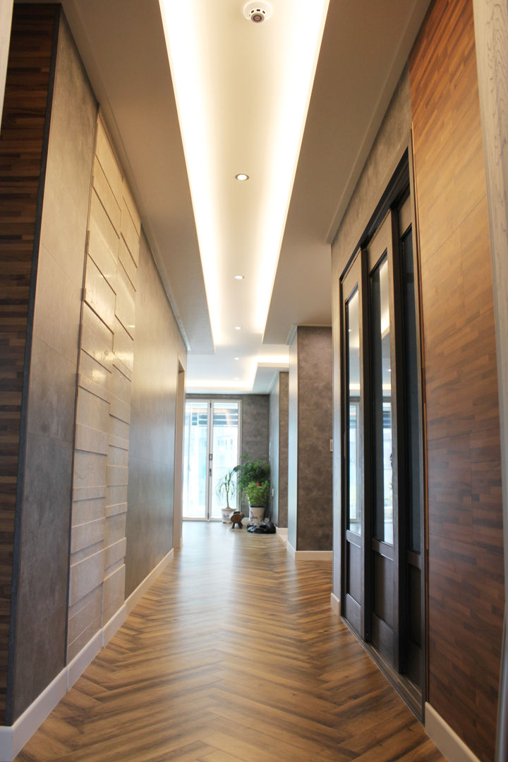 양산 상가 신축주택 리모델링, 빅터인디자인그룹 빅터인디자인그룹 Modern corridor, hallway & stairs Marble