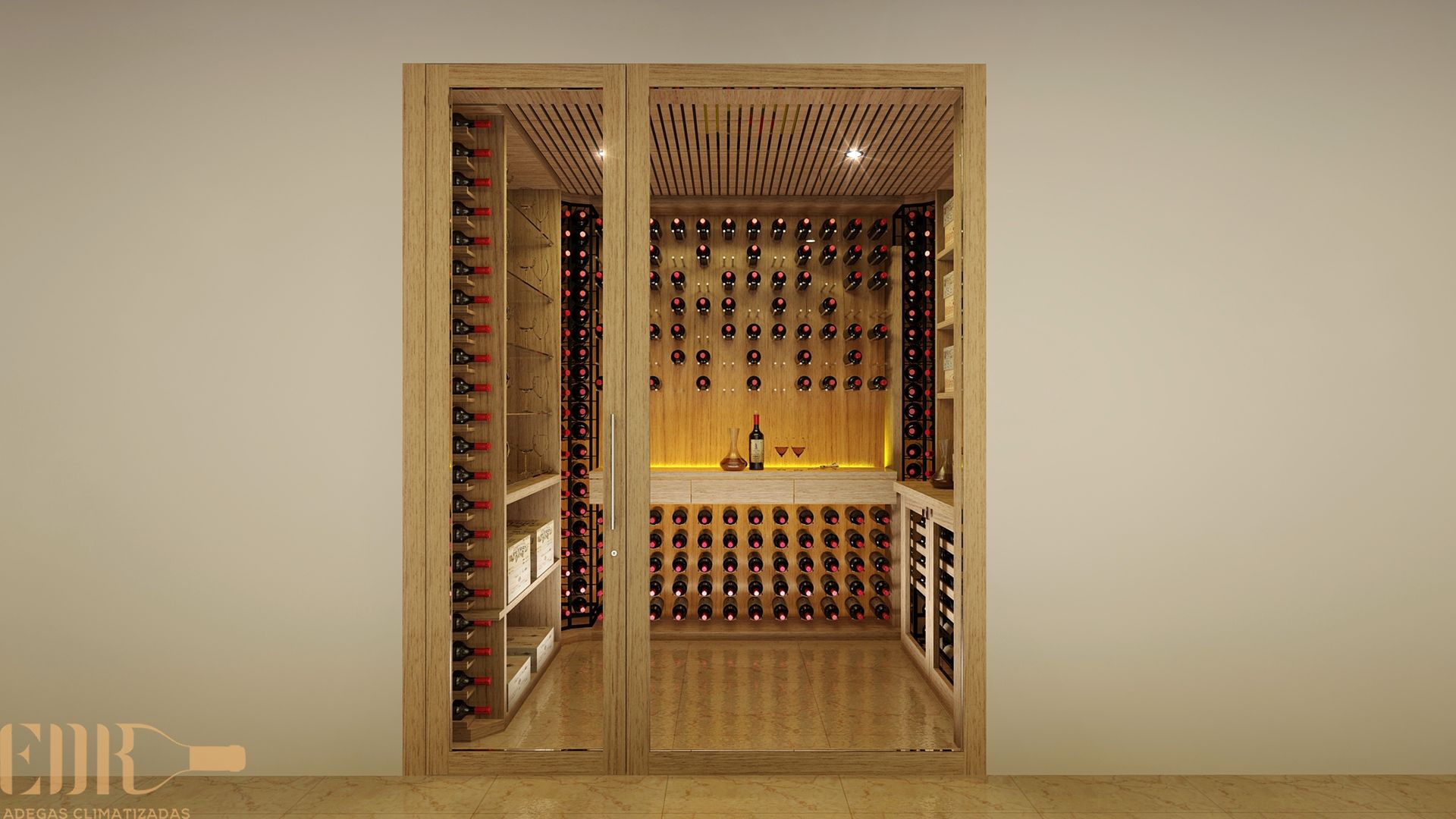 Adegas Residenciais., EDR - Adegas Climatizadas EDR - Adegas Climatizadas Classic style wine cellar Glass