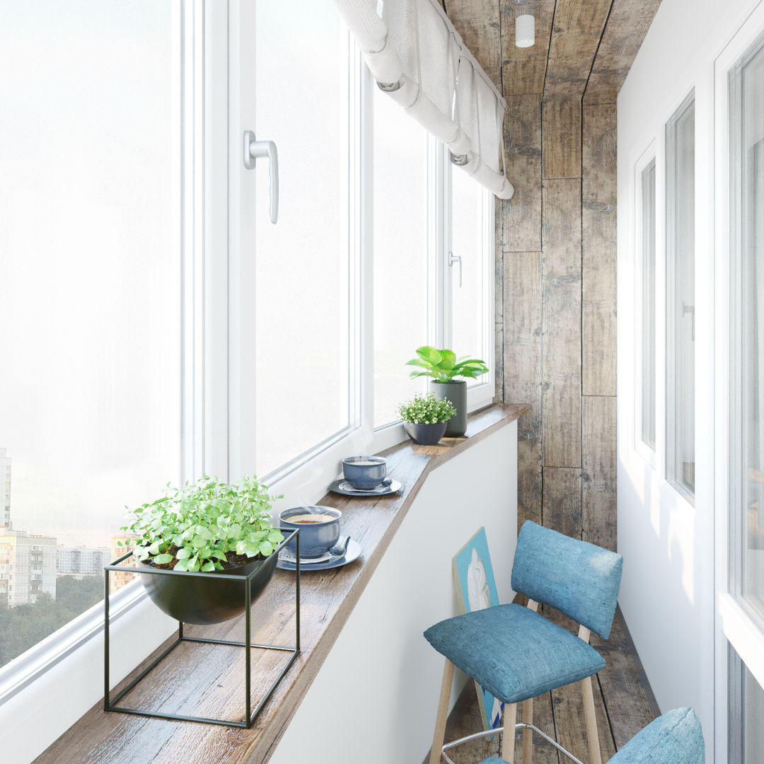 Флер, ДОМ СОЛНЦА ДОМ СОЛНЦА Minimalist Balkon, Veranda & Teras