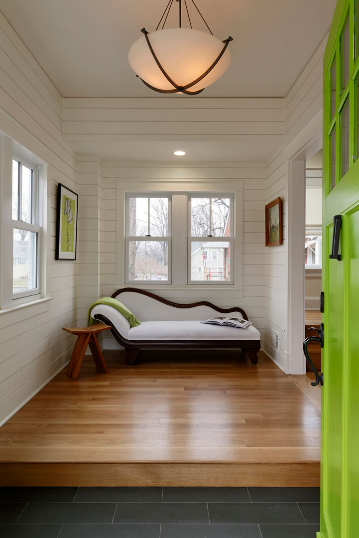 Stylish First-Floor Bungalow Renovation in Arlington, VA BOWA - Design Build Experts Minimalist corridor, hallway & stairs