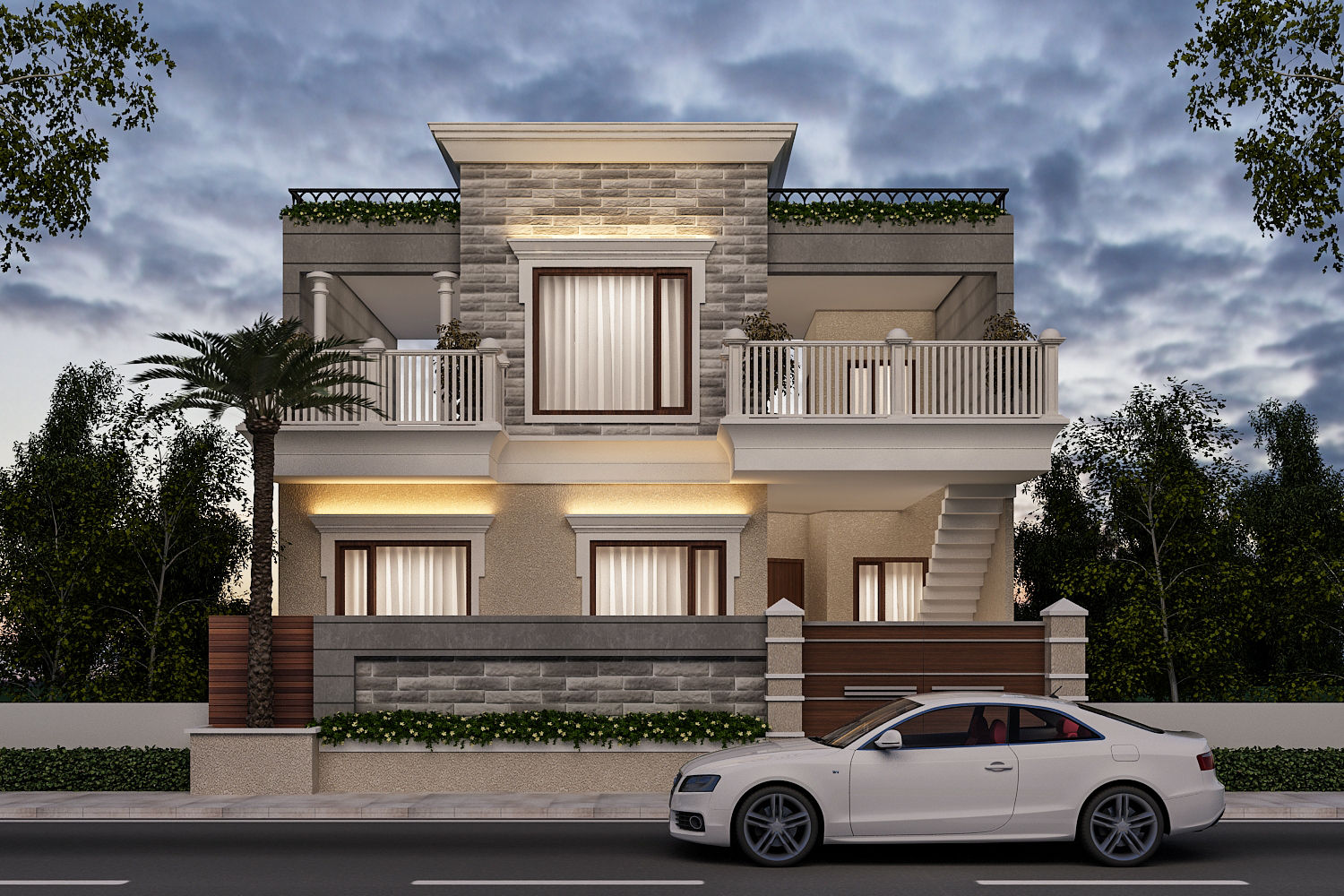3D view after selecting all material Square Design Classic style houses