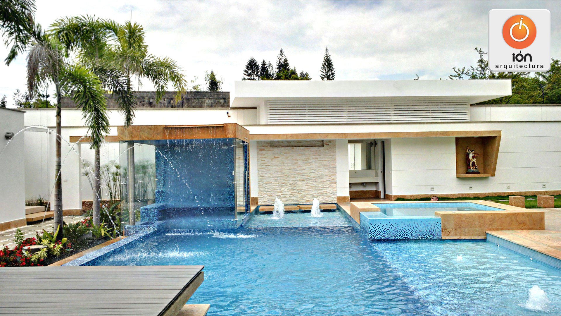 PISCINA CASA BLANCA, Cali - Colombia ION arquitectura SAS Piscinas de estilo minimalista piscina,exteriores,jardines,jacuzzi,turco,cascada
