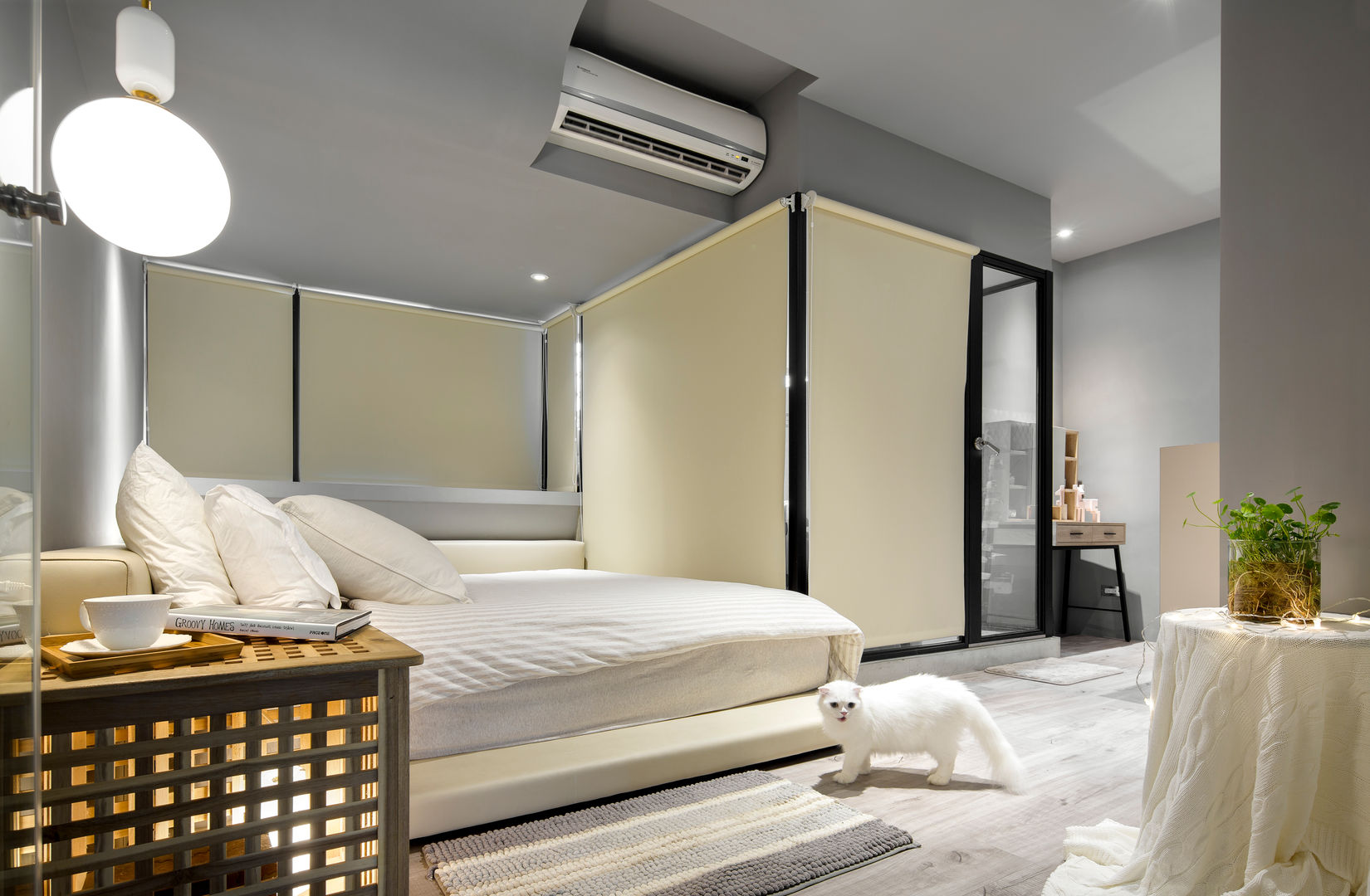 米色的溫柔主臥室 磨設計 Minimalist bedroom