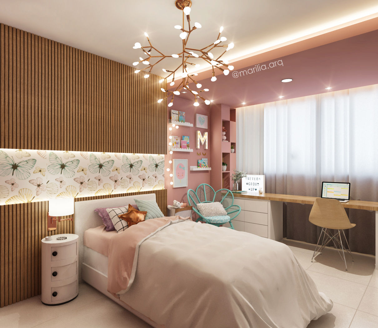 Quarto da Menina - Projeto em Brasília, Marilia Zimmermann Arquitetura e Interiores Marilia Zimmermann Arquitetura e Interiores Nursery/kid’s room