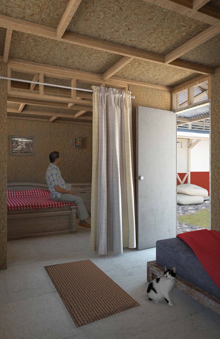 Sistema de Vivienda de Interés Social Rural (VISR), ENSAMBLE de Arquitectura Integral ENSAMBLE de Arquitectura Integral Chambre rurale Bois d'ingénierie Transparent