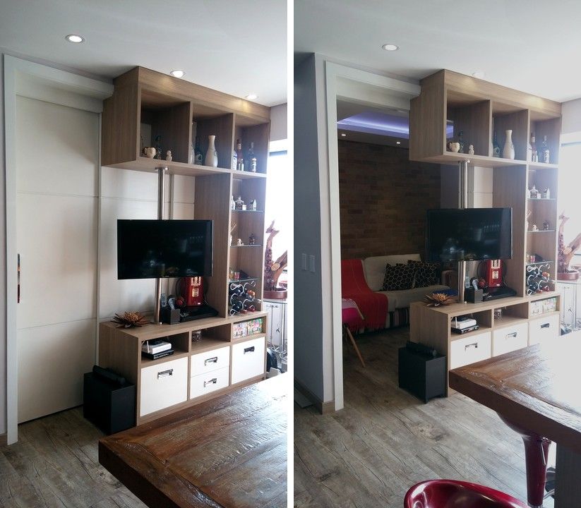 Antes e depois - reforma de duplex na Vila Ipojuca, PRISCILLA BORGES ARQUITETURA E INTERIORES PRISCILLA BORGES ARQUITETURA E INTERIORES Eklektyczny salon