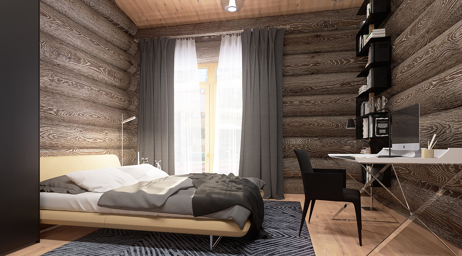 Интерьер дома из рубленного бревна , needsomespace needsomespace Teen bedroom Wood Wood effect