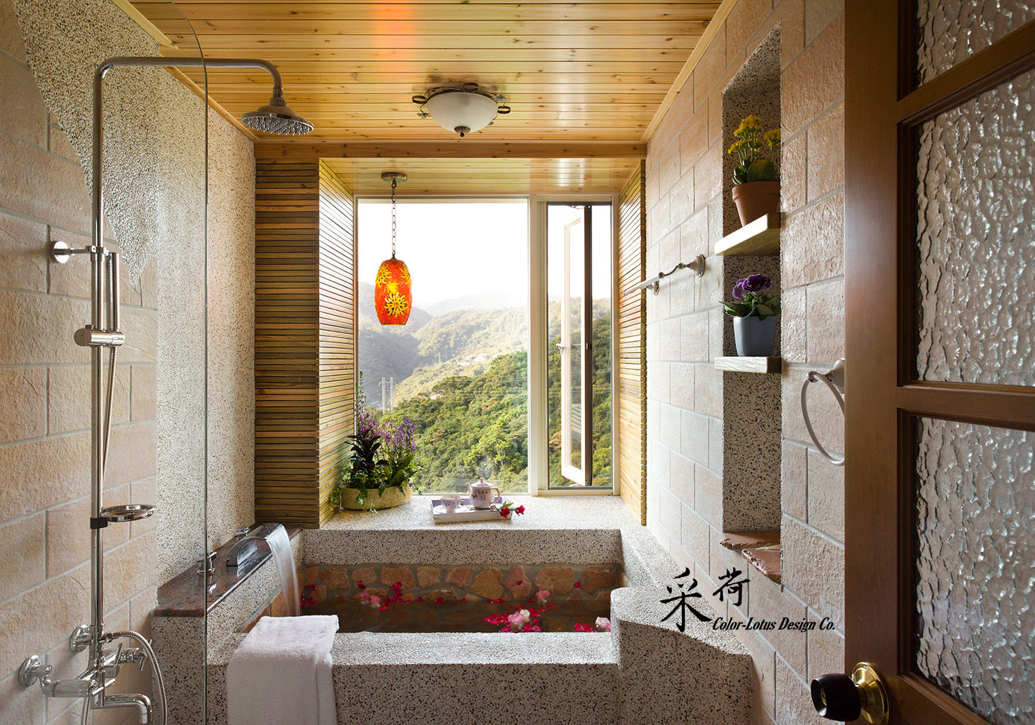 雙溪山居-鄉村風格, Color-Lotus Design Color-Lotus Design Rustic style bathroom Slate