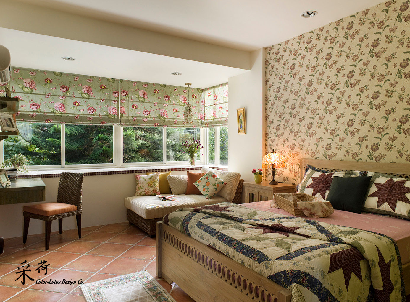 雙溪山居-鄉村風格, Color-Lotus Design Color-Lotus Design Country style bedroom Tiles